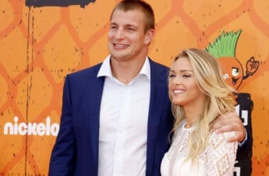 Camille Kostek and Rob Gronkowski at the Nickelodeon Kids' Choice Sports Awards 2016 held at the UCLA's Pauley Pavilion in Westwood, USA on July 14, 2016
