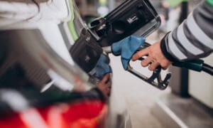 Car refueling at fuel station