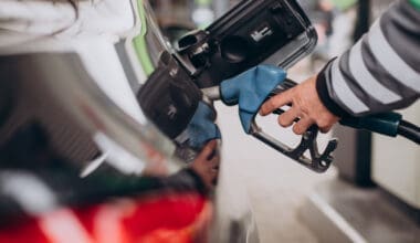 Car refueling at fuel station