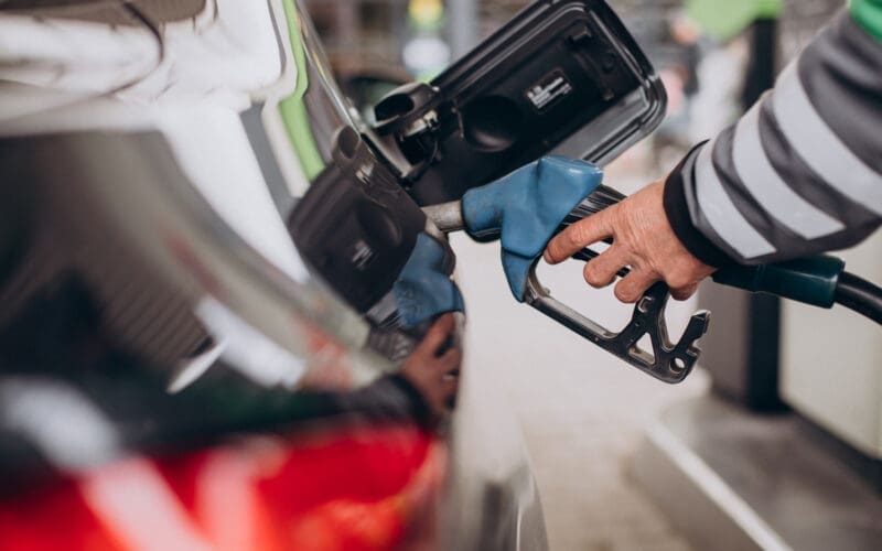 Car refueling at fuel station