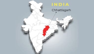 Chhattisgarh map location in Indian 3d isometric map