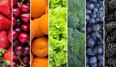 Close-up collage of berries, fruits, and vegetables