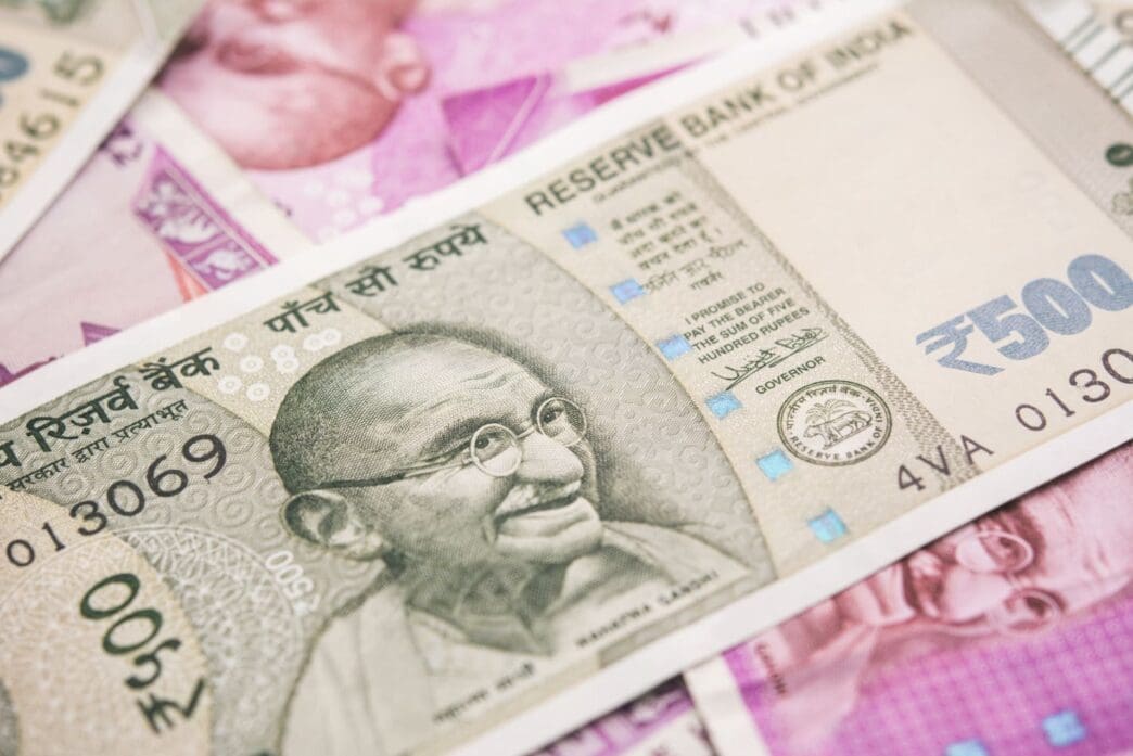 Close-up of an Indian rupee banknote