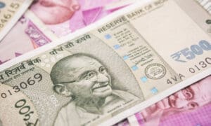 Close-up of an Indian rupee banknote