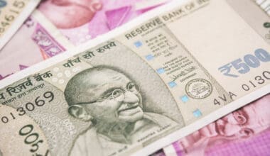 Close-up of an Indian rupee banknote