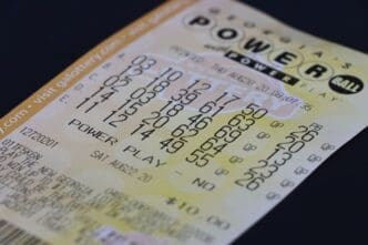 Close up of lottery ticket for Powerball in Georgia, USA