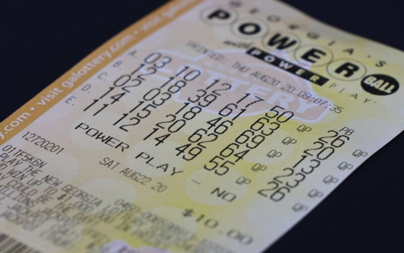 Close up of lottery ticket for Powerball in Georgia, USA