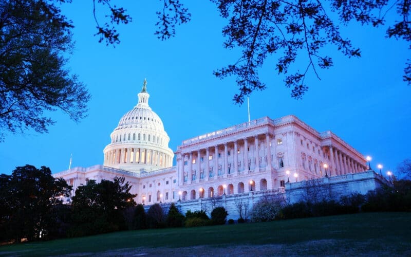 Close-up of the U.S. Capitol on Capitol Hill in Washington, D.C.