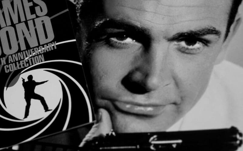 Detail of image of Sean Connery in role of James Bond 007 from Connery, Movie Icons, Taschen book and cover The Best of James Bond 30th anniversary collection