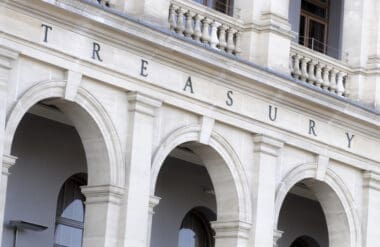 Detailed view of the Treasury building