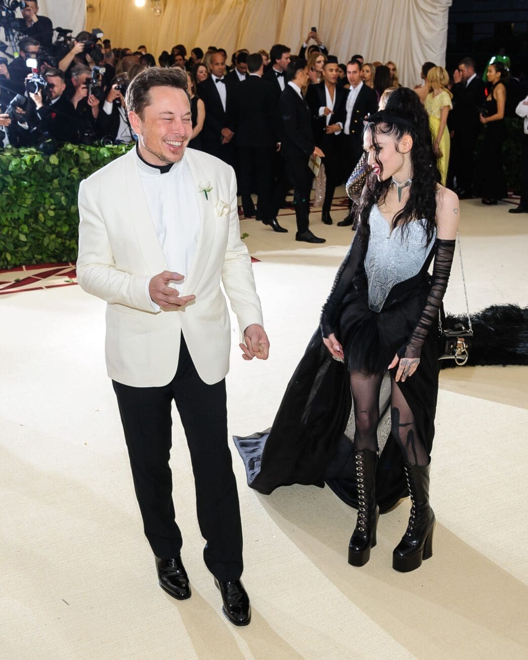 Elon Musk and Grimes attend the 2018 Metropolitan Museum of Art Costume Institute Benefit Gala on May 7, 2018 at the Metropolitan Museum of Art in New York