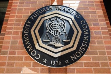 Emblem at the U.S. Commodity Futures Trading Commission in Washington, DC on August 20, 2017