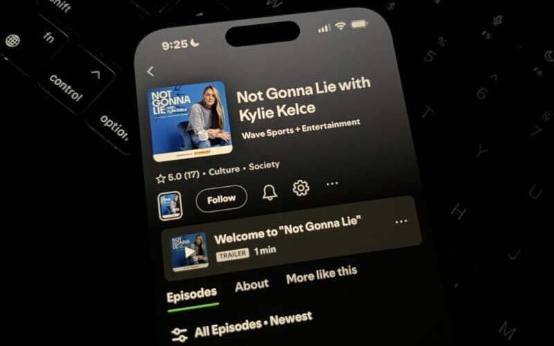 Episodes of Not Gonna Lie with Kylie Kelce available on YouTube, Spotify, Apple Podcasts, and all other major podcast platforms