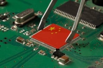Flag of China on a semiconductor
