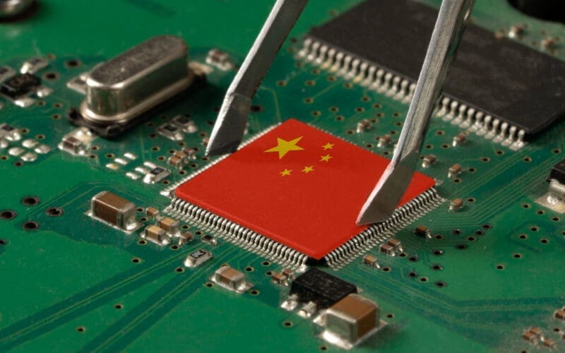 Flag of China on a semiconductor