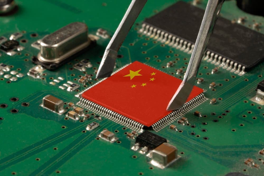 Flag of China on a semiconductor