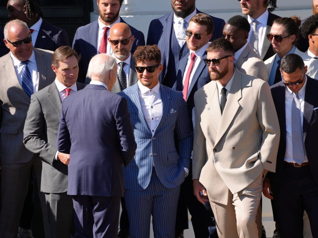 Former President Biden hosts Patrick Mahomes, Travis Kelce and the Super Bowl Champion Kansas City Chiefs at the White House