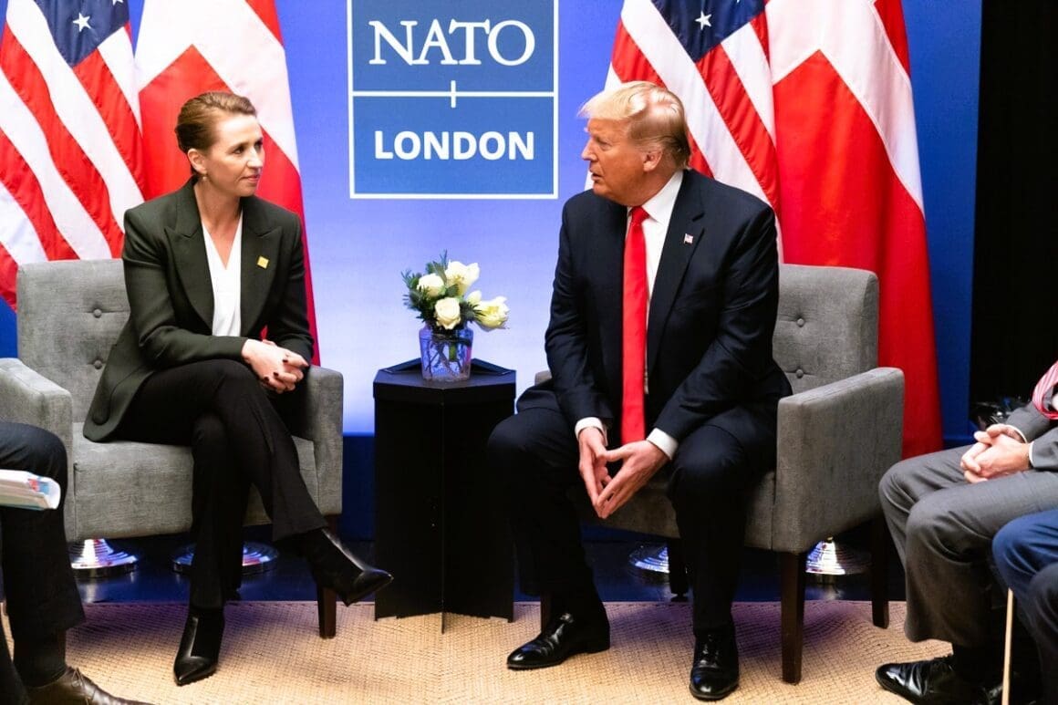 Frederiksen with then-President of the United States Donald Trump during a NATO meeting in London, United Kingdom, December 2019. Photo by The White House from Washington, DC - via Wikimedia Commons
