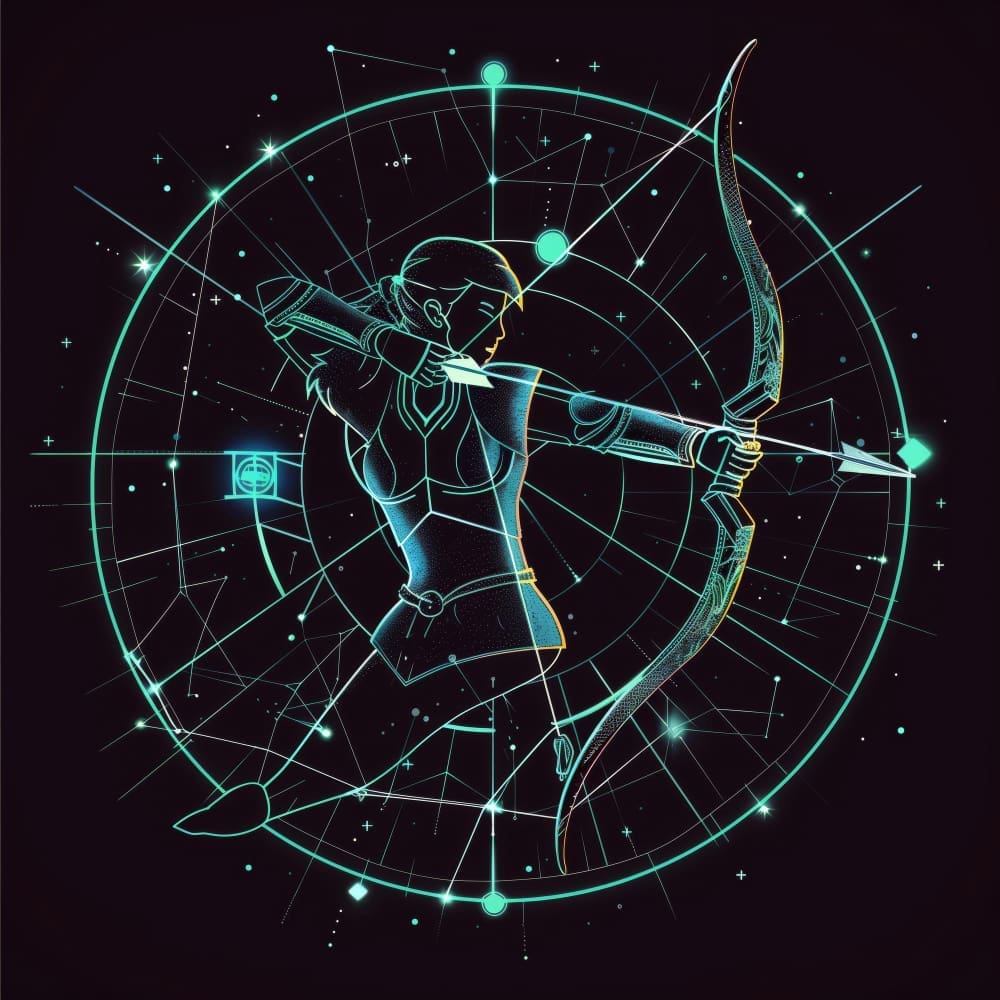Futuristic style illustration of the Sagittarius zodiac sign