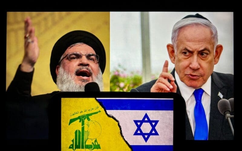 Israel and Hezbollah exchange heavy fire in major escalation. Benjamin netanyahu and hassan nasrallah. Hezbollah and israel