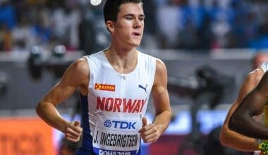 Jakob Ingebrigtsen at the 2019 World Athletics Championships in Doha By Erik van Leeuwen