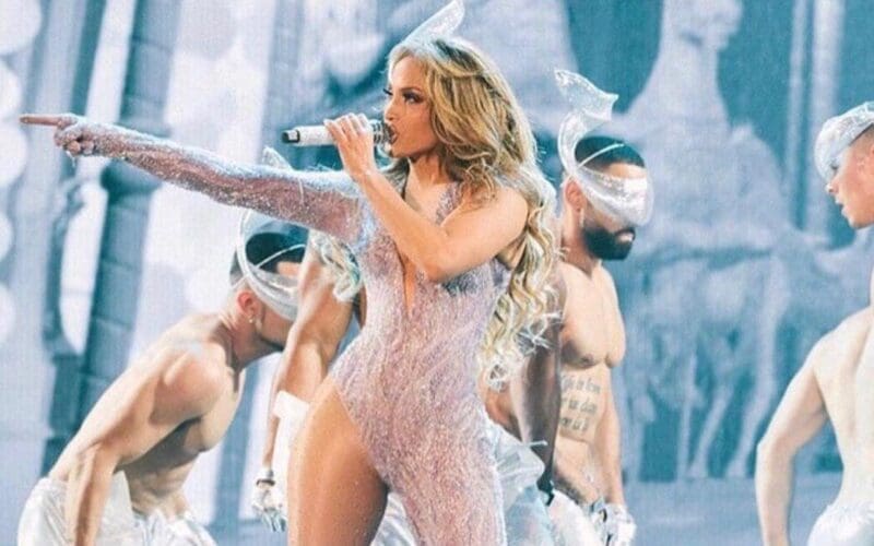 Jennifer Lopez takes the stage for her It's My Party Tour in July 2019. Photo by IZEmtv, CC BY-SA 4.0, Commons Wikimedia