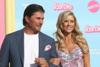 Joshua Hall, Christina Hall at the Barbie World Premiere at the Shrine Auditorium on July 9, 2023 in Los Angeles, CA.
