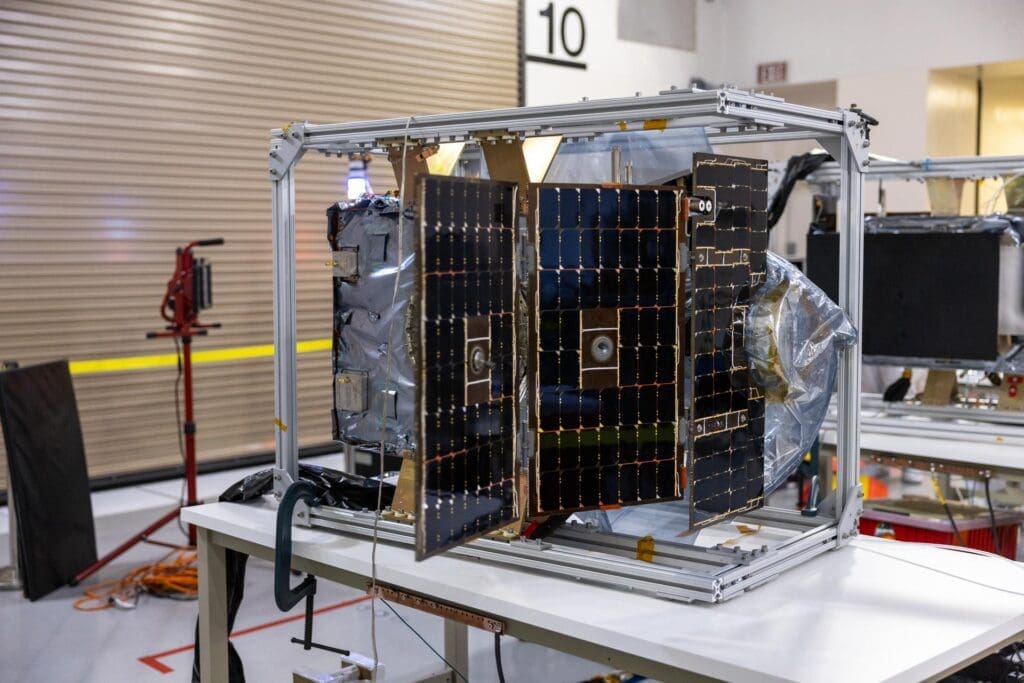 Crews conduct additional solar array deployment testing for NASA’s PUNCH (Polarimeter to Unify the Corona and Heliosphere) satellites at Astrotech Space Operations located on Vandenberg Space Force Base in California on Wednesday, Jan. 22, 2025. USSF 30th Space Wing/Alex Valdez