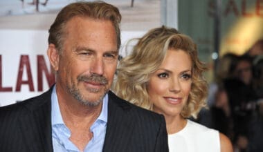 Kevin Costner & wife Christine Baumgartner at the world premiere of his movie McFarland USA at the El Capitan Theatre, Hollywood