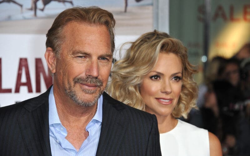 Kevin Costner & wife Christine Baumgartner at the world premiere of his movie McFarland USA at the El Capitan Theatre, Hollywood