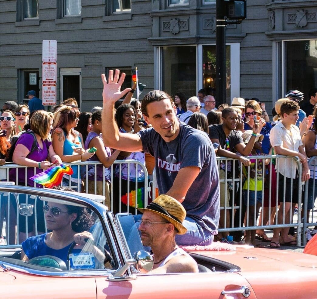 Kluwe at LGBT pride parade in Washington, D.C. in 2014