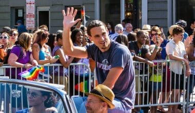 Kluwe at LGBT pride parade in Washington, D.C. in 2014