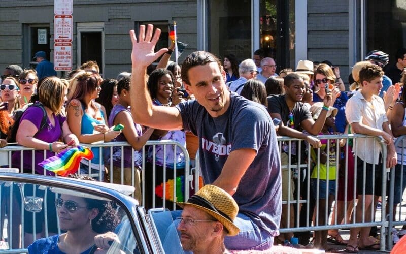 Kluwe at LGBT pride parade in Washington, D.C. in 2014