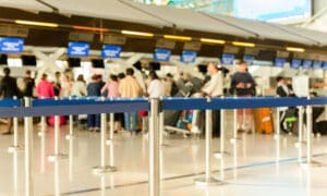 Line for passenger check-in at the airport