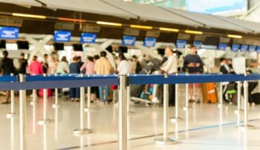 Line for passenger check-in at the airport