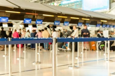 Line for passenger check-in at the airport
