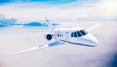 Luxury private jet soaring through the sky