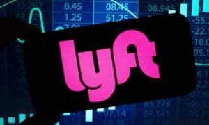 Lyft company logo displayed on mobile phone