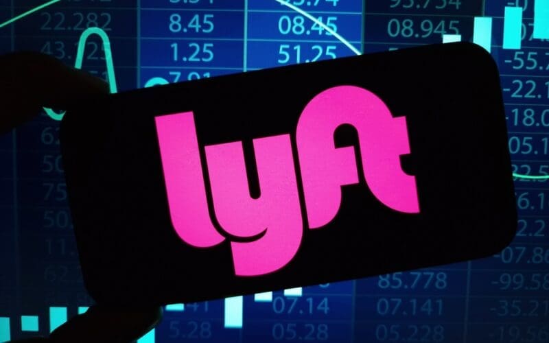 Lyft company logo displayed on mobile phone