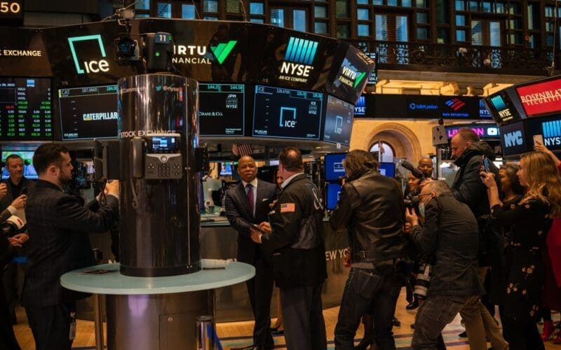 Mayor Adams rings the opening bell at the New York Stock Exchange on the last day of Black History Month