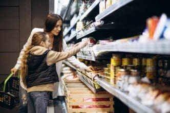 Mother and daughter shopping at Costco
