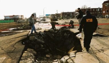 NTSB investigators at the crash scene on February 2