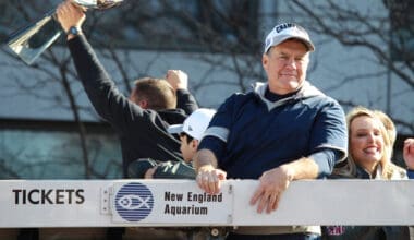 New England Patriots 53th Super Bowl Championship Parade in Boston on Feb. 5, 2019. Bill Belichick and his ex-girlfriend