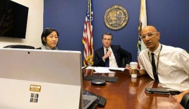 Newsom meets with health officials on the COVID-19 pandemic, March 2020