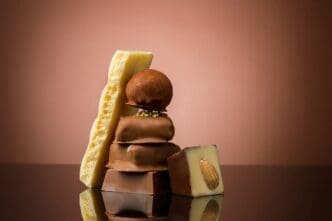 Pile of delectable broken chocolate