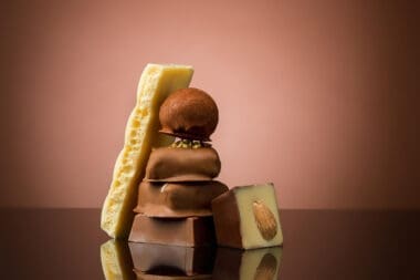 Pile of delectable broken chocolate