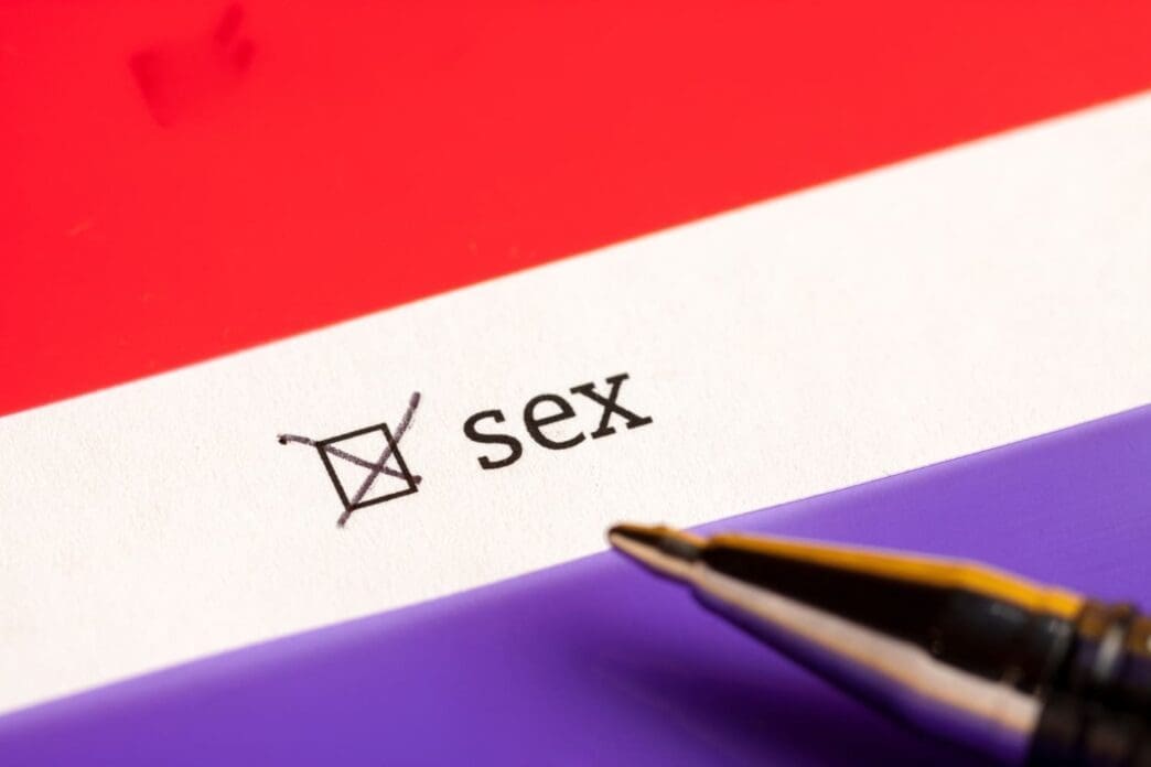 Questionnaire concept with a checked checkbox labeled sex