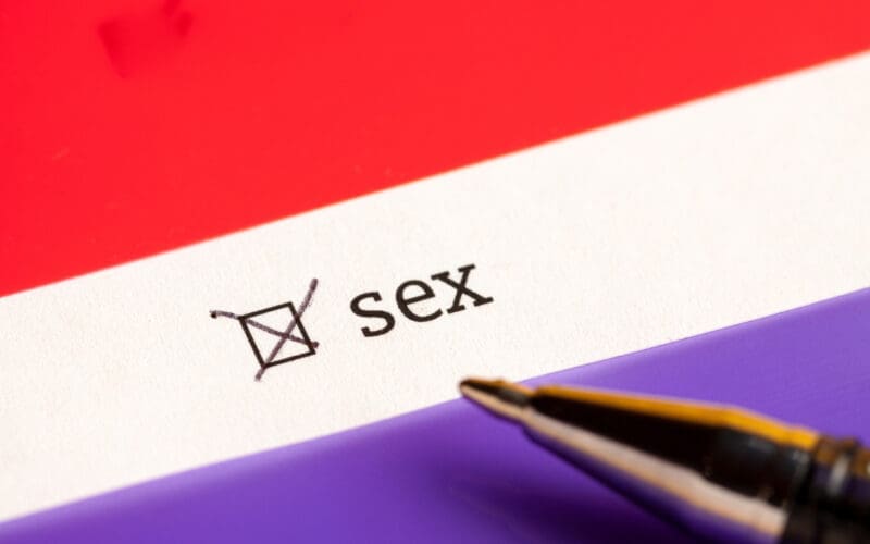 Questionnaire concept with a checked checkbox labeled sex