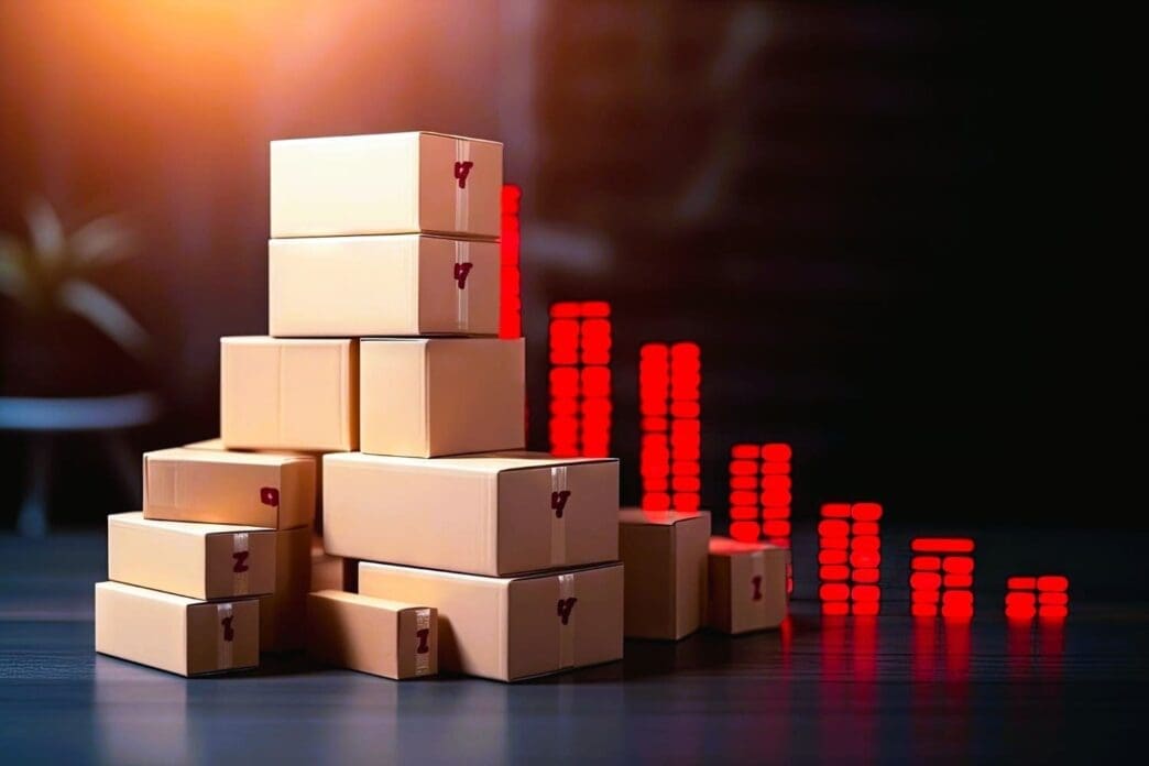 Red arrow boxes indicating increased trade volumes, growth in purchasing power, and an economic trade surplus