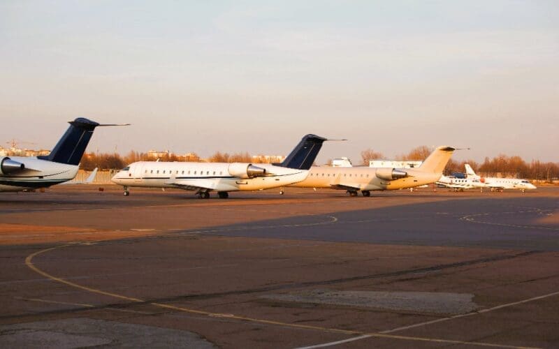 Regional jets parked